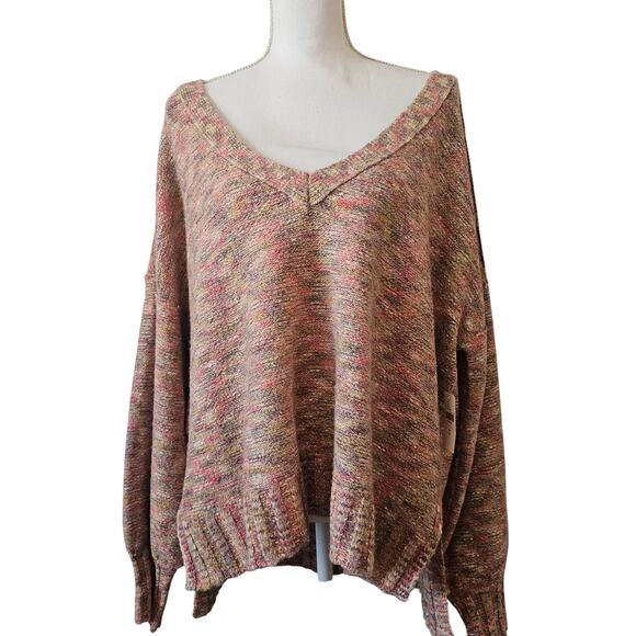 Pilcro Anthropologie Multicolor Knit Sweater Slouchy V-Neck Oversized XL - Picture 1 of 5